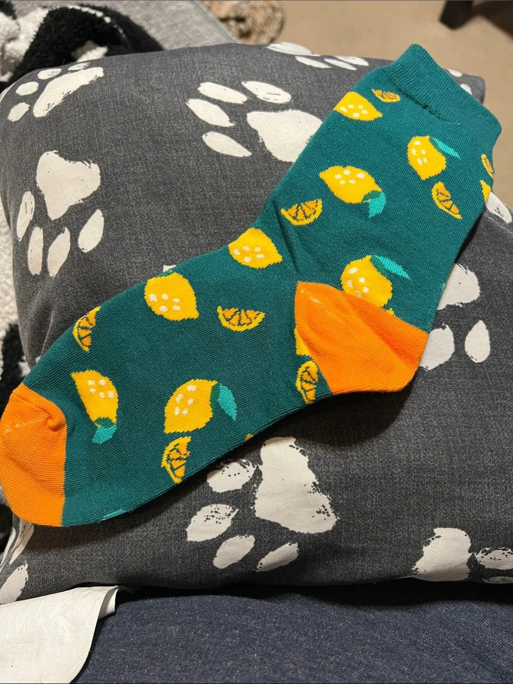 NWOT Fruit Pattern Crew Socks with Orange Accents